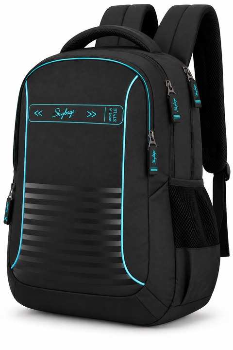 Skybags Fox Plus Laptop Backpack – Black Multi-Compartment Laptop Bag