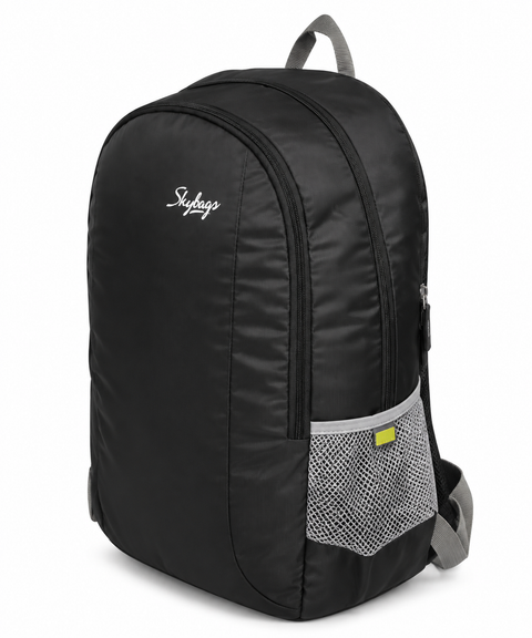 Skybags Jeet Backpack – Black Casual Daypack with Bottle Pocket