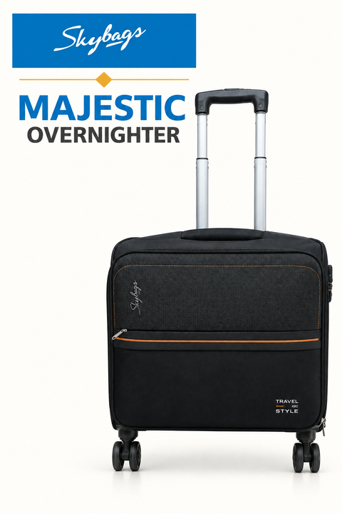 Skybags Majestic Overnighter Rolling Travel Bag – Black