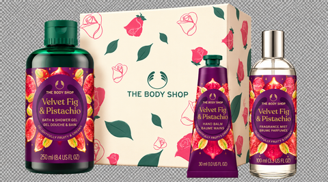 The Body Shop Velvet Fig & Pistachio Bath & Body Gift Set – Shower Gel, Hand Balm & Fragrance Mist