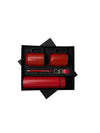Red Stainless Steel Thermos Flask Gift Set with Mugs, Pen & Keychain | Corporate Gift Box