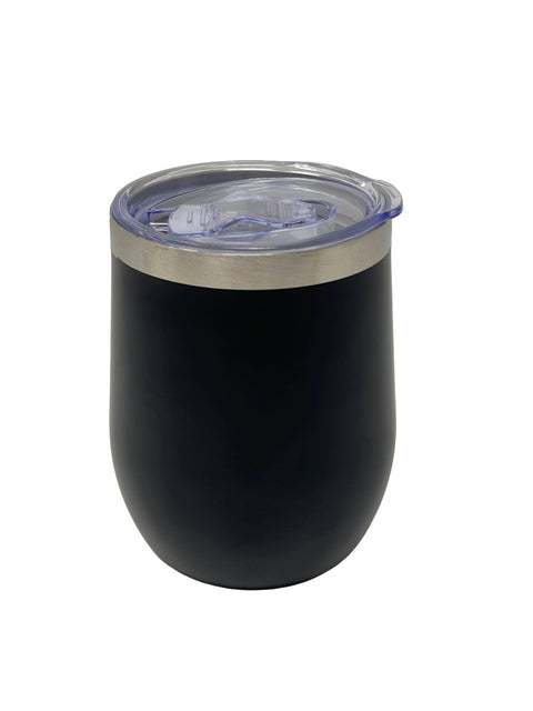 Black Matte Insulated Coffee Mug with Sliding Lid | Double Wall Stainless Steel Desk Mug 350 ml