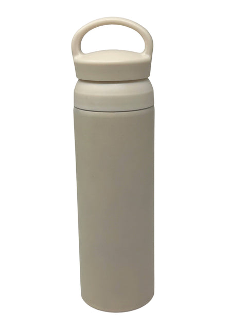 Matte Beige Insulated Water Bottle with Loop Lid | Double Wall Stainless Steel Flask | 500ML