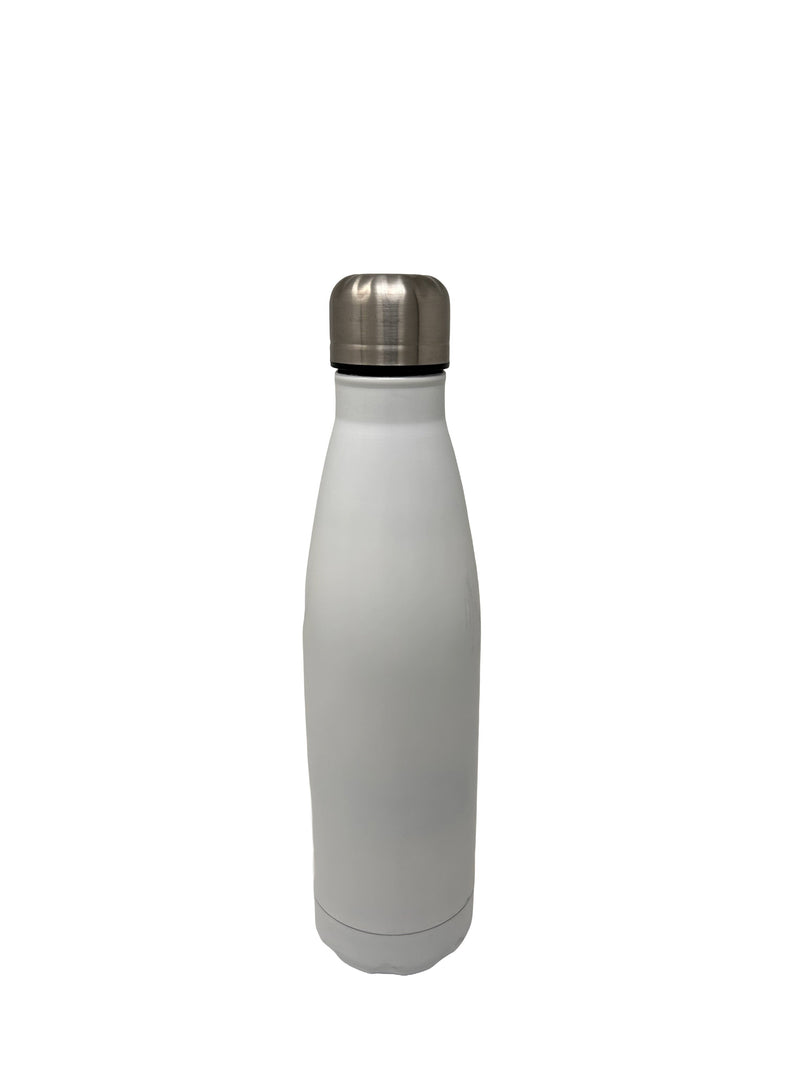 White Stainless Steel Cola Shape Water Bottle | Vacuum Insulated Flask with Steel Cap | 500ml