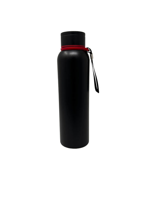 Matte Black Stainless Steel Water Bottle with Red Wrist Strap | Insulated Bottle | 800ml