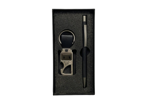 Gunmetal Pen & Keychain Gift Set | Sleek 2-Piece Corporate Gift Box