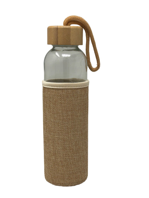 Glass Water Bottle with Bamboo Lid & Jute Sleeve | Eco-Friendly Reusable Bottle | 500ml